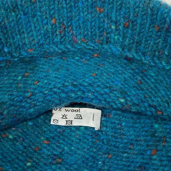 Made4U Felted Wool Knit Bucket Style Brim Beanie Hat Ireland Turquoise Speckles - Picture 10 of 10
